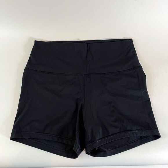Women's Black High-Waisted Athletic / Workout / Running Shorts with Logo - Picture 1 of 5